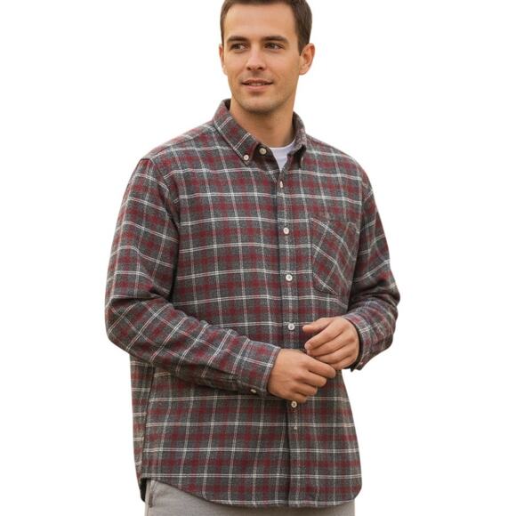 UNTUCKit Tops - Untuckit Plaid Flannel Button Shirt Mens Size XXL Gray Red Cotton Long Sleeve